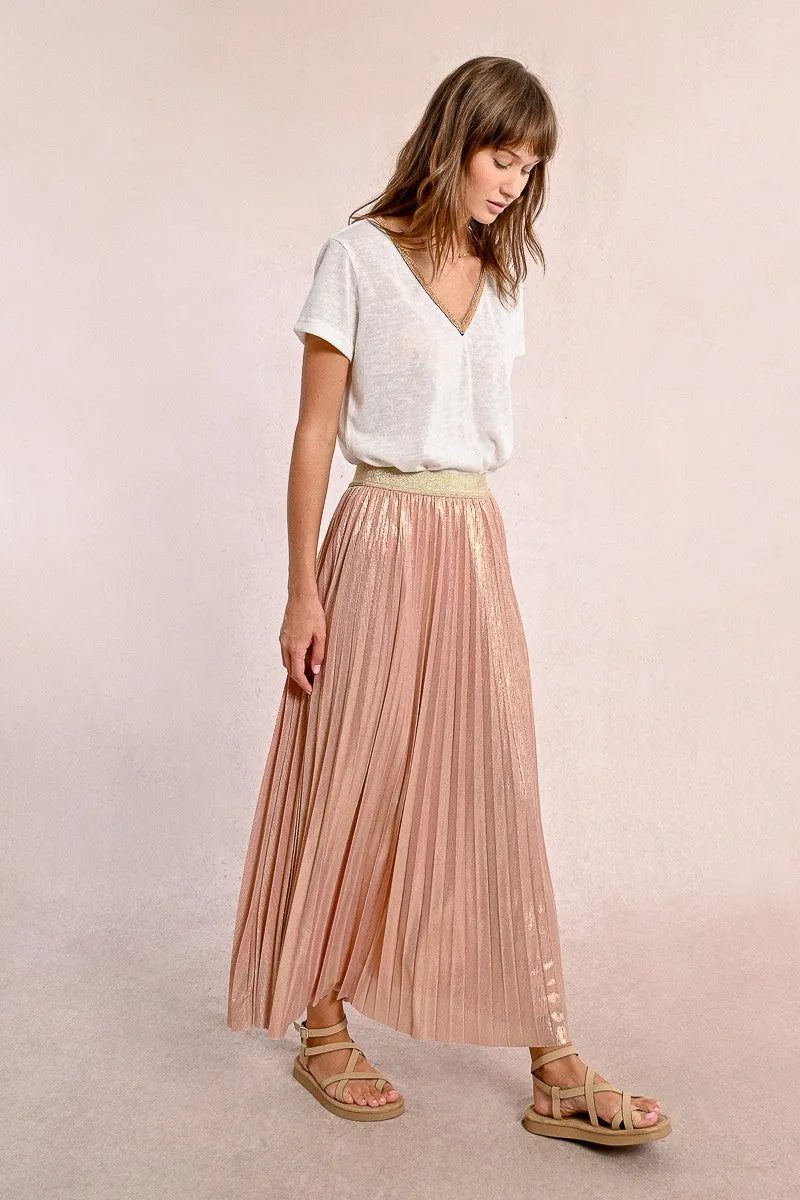 LONG PLEATED AND IRIDESCENT SKIRT