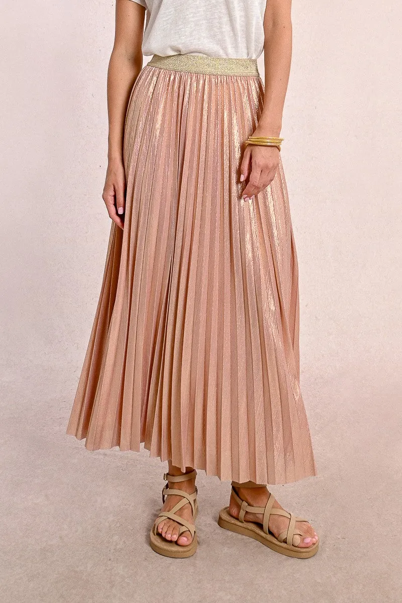 LONG PLEATED AND IRIDESCENT SKIRT