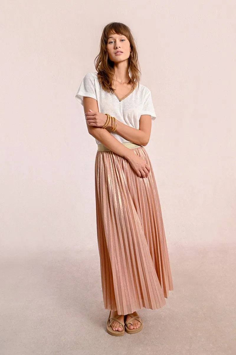 LONG PLEATED AND IRIDESCENT SKIRT