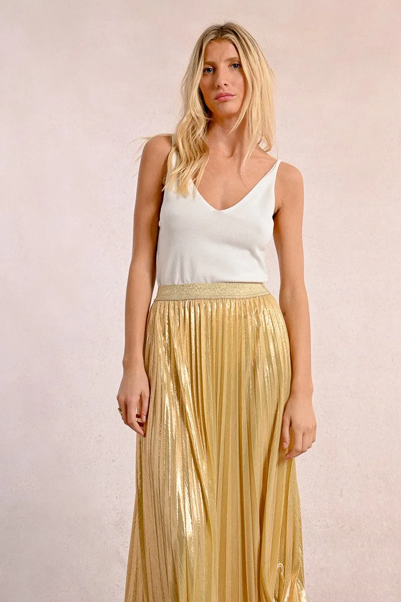 LONG PLEATED AND IRIDESCENT SKIRT