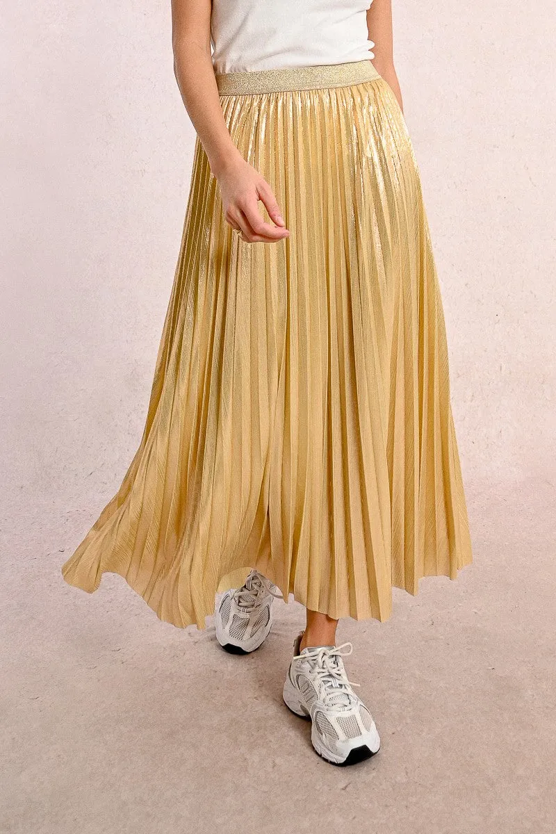 LONG PLEATED AND IRIDESCENT SKIRT