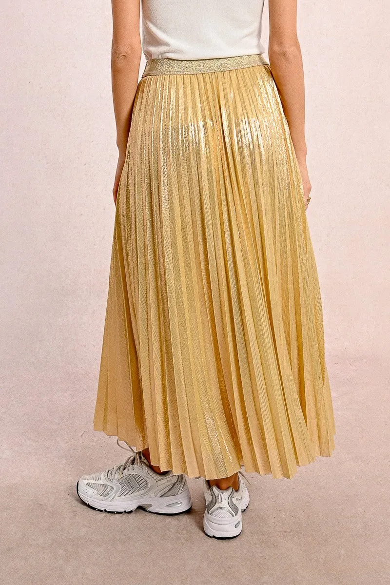 LONG PLEATED AND IRIDESCENT SKIRT