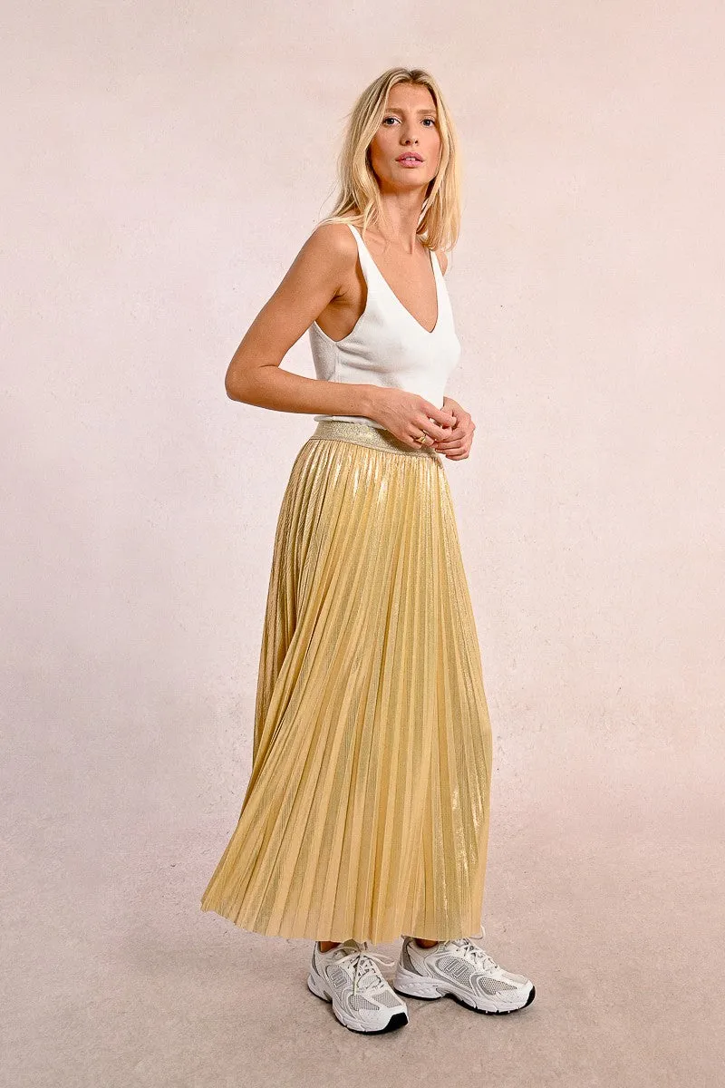 LONG PLEATED AND IRIDESCENT SKIRT