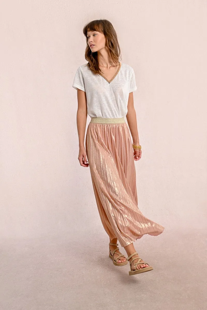 LONG PLEATED AND IRIDESCENT SKIRT