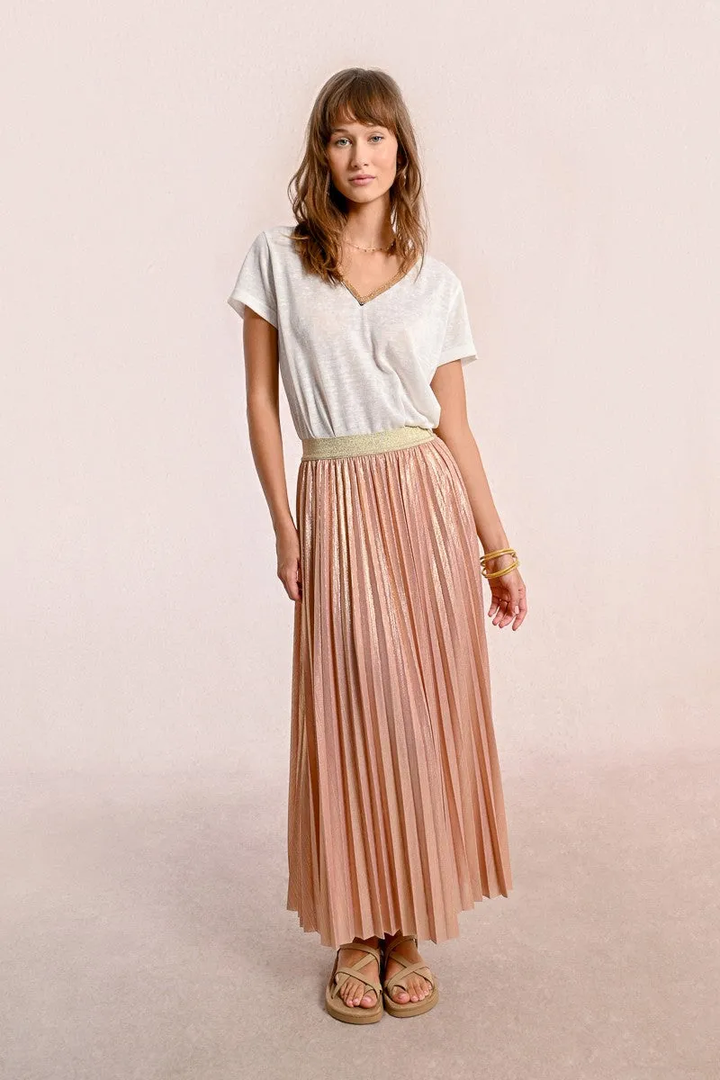 LONG PLEATED AND IRIDESCENT SKIRT