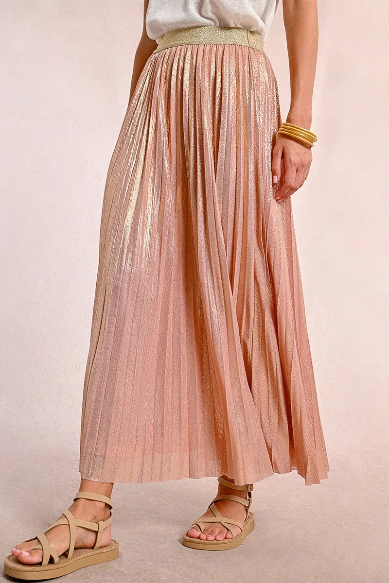 LONG PLEATED AND IRIDESCENT SKIRT