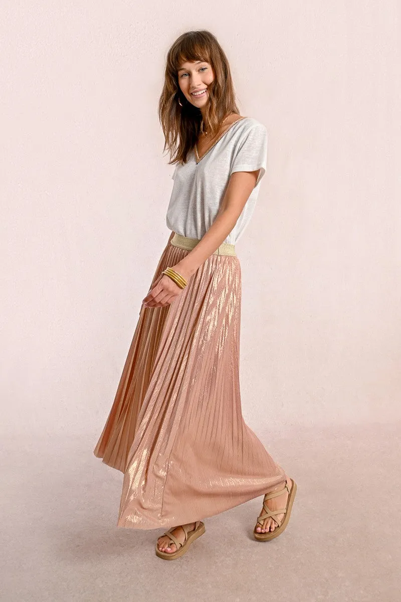 LONG PLEATED AND IRIDESCENT SKIRT