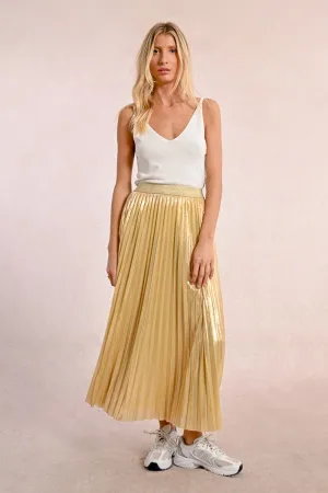 LONG PLEATED AND IRIDESCENT SKIRT
