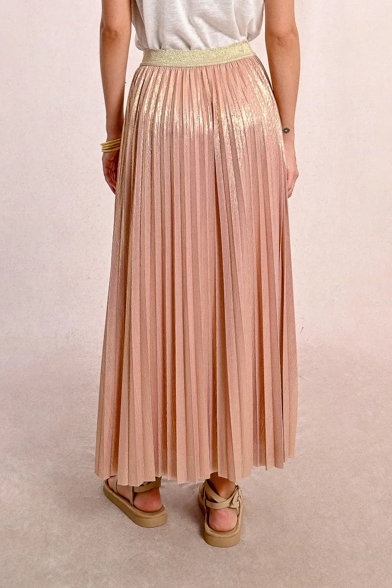 LONG PLEATED AND IRIDESCENT SKIRT