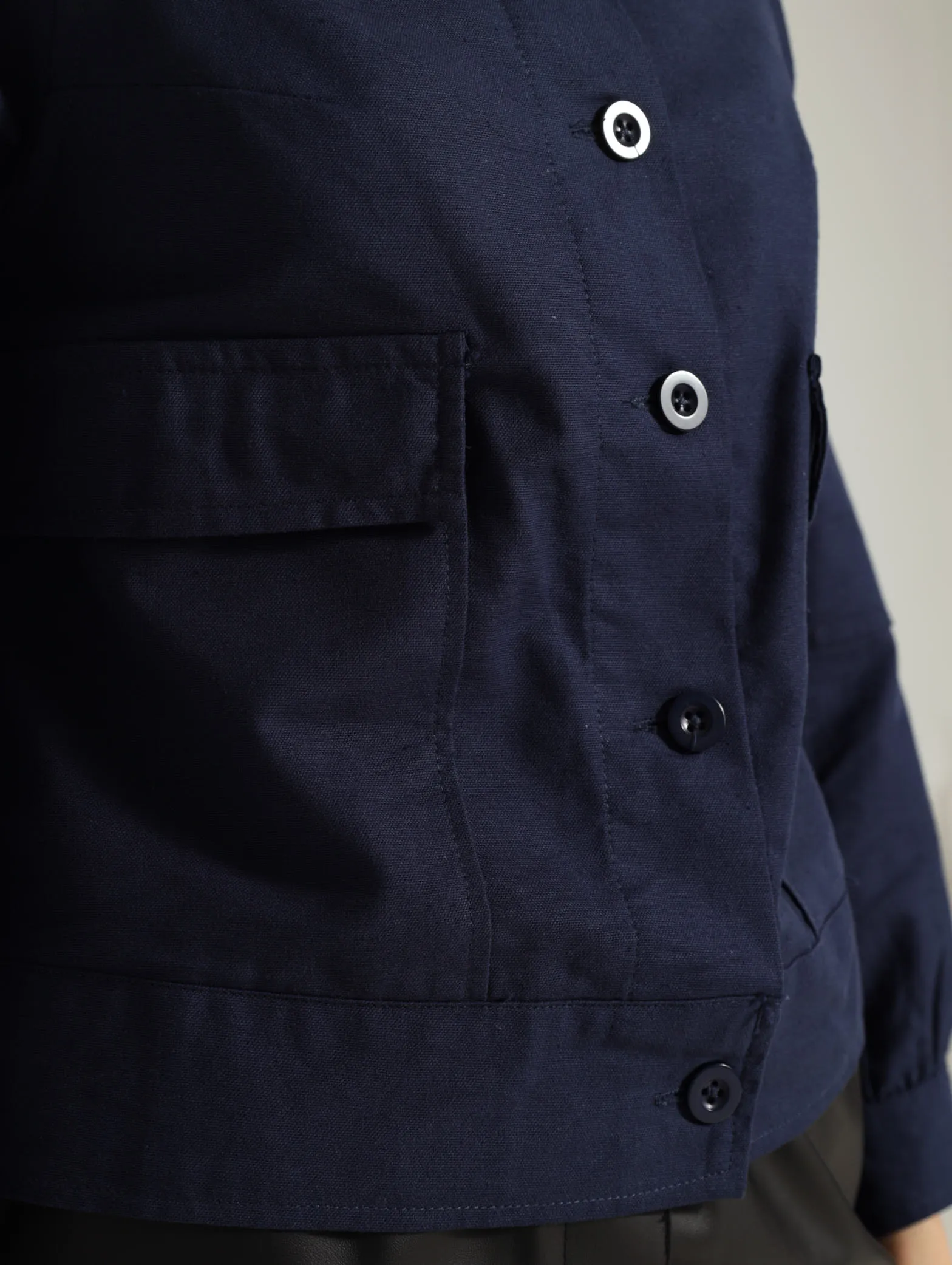 Long Sleeve Collared Casual Jacket - Peacoat