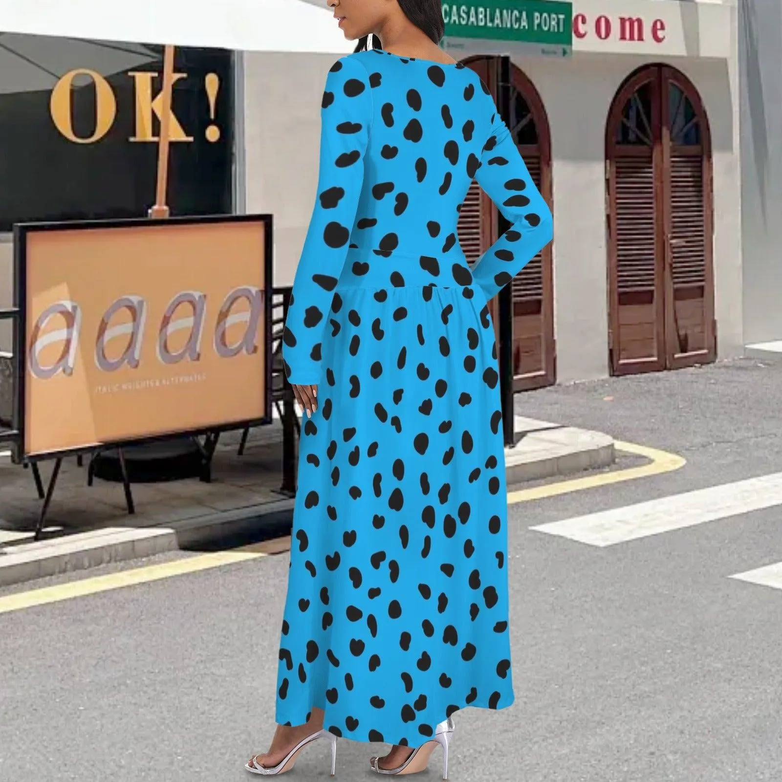 Long Sleeve Pocket Pleated Maxi Dress