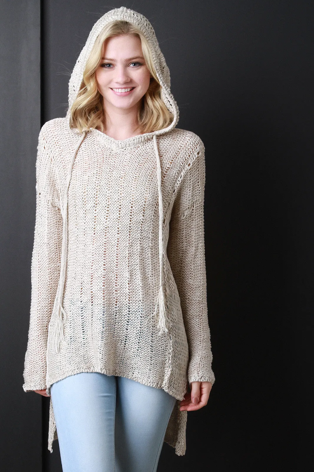 Loose Knit High Low Hoodie
