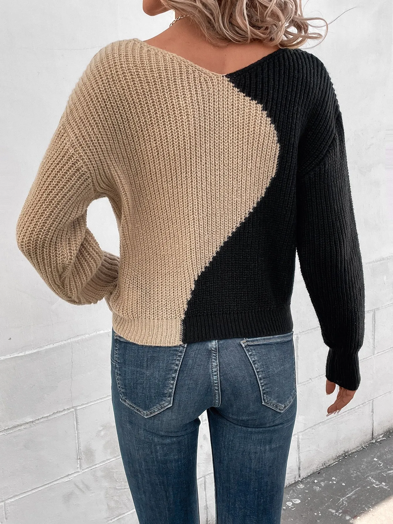LUNE Two Tone Drop Shoulder Sweater