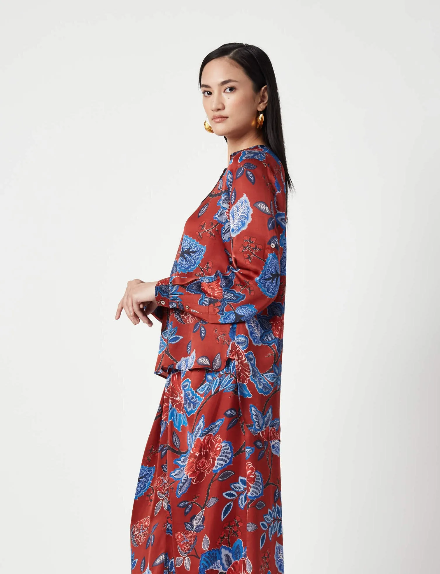 Majene red printed top