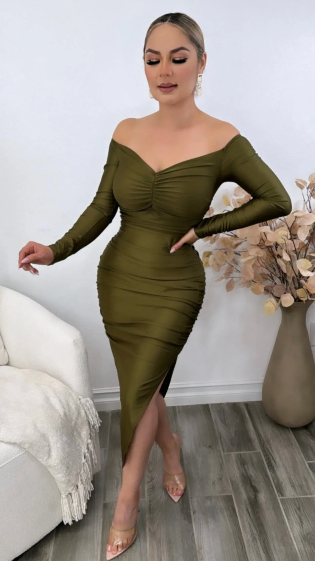 MARIELLE  OLIVE DRESS