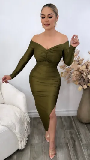 MARIELLE  OLIVE DRESS