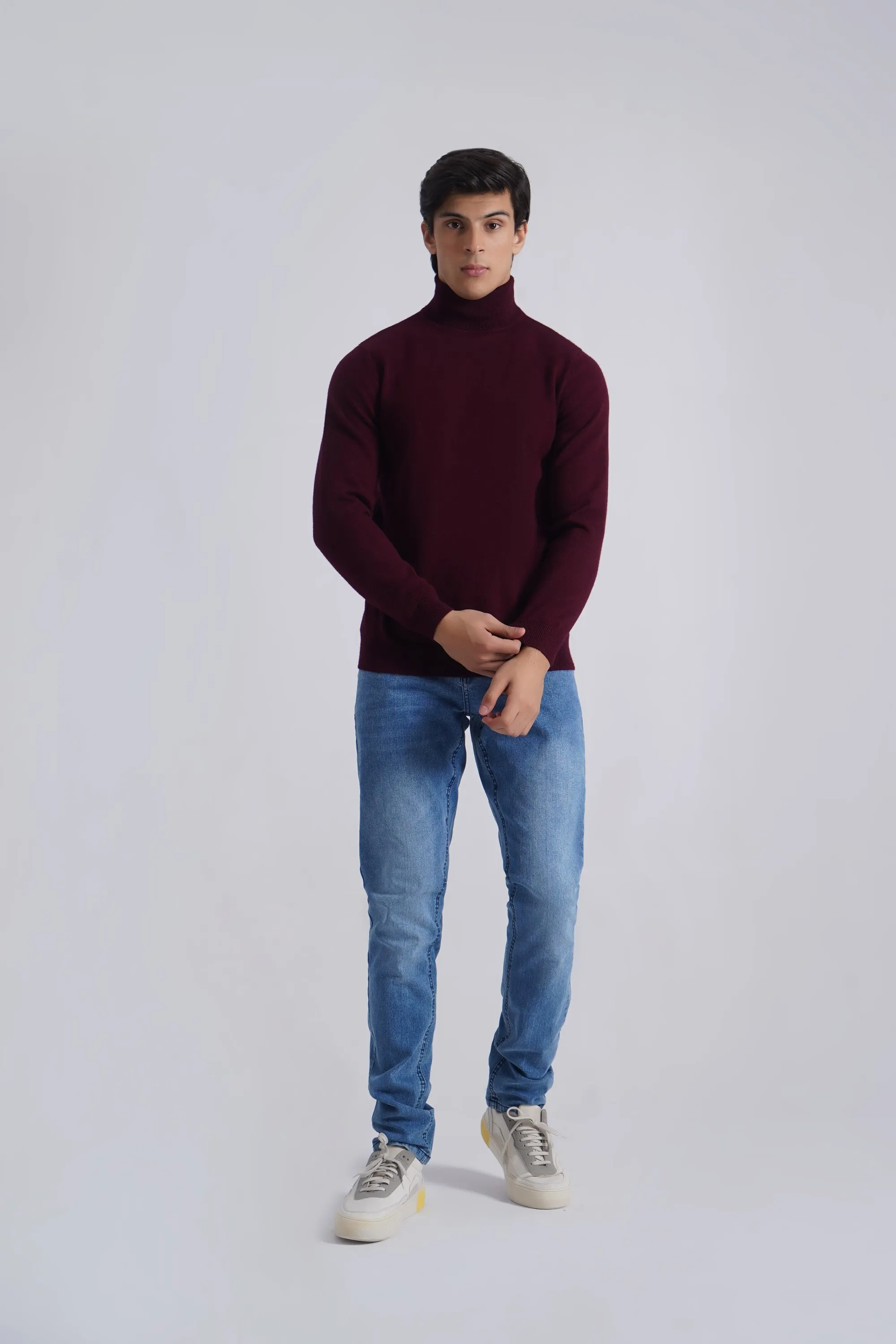 Maroon Acrylic High Neck