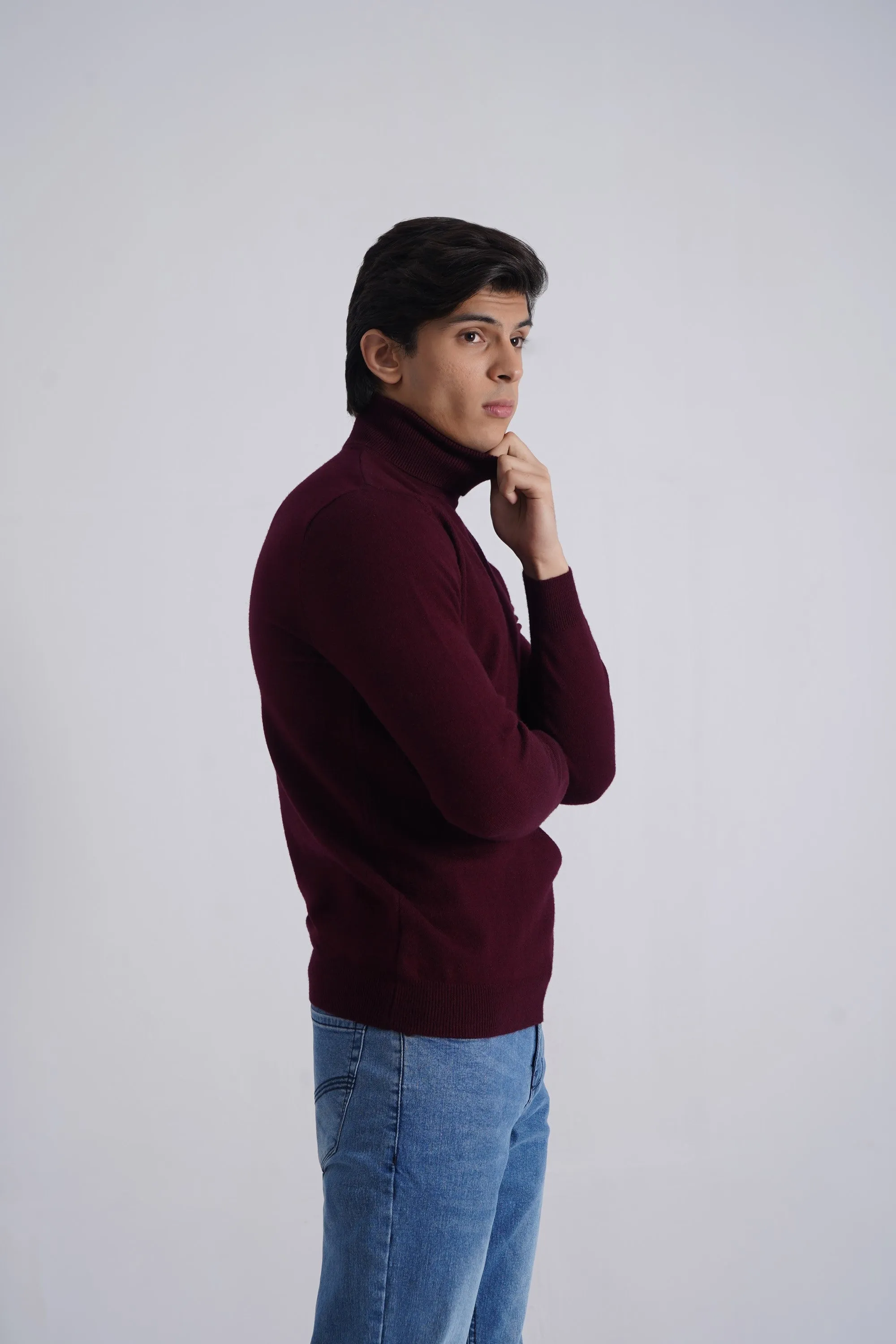 Maroon Acrylic High Neck