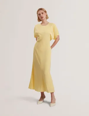 Maylei Slouch Sleeve Waisted Column Dress Lt-Yellow