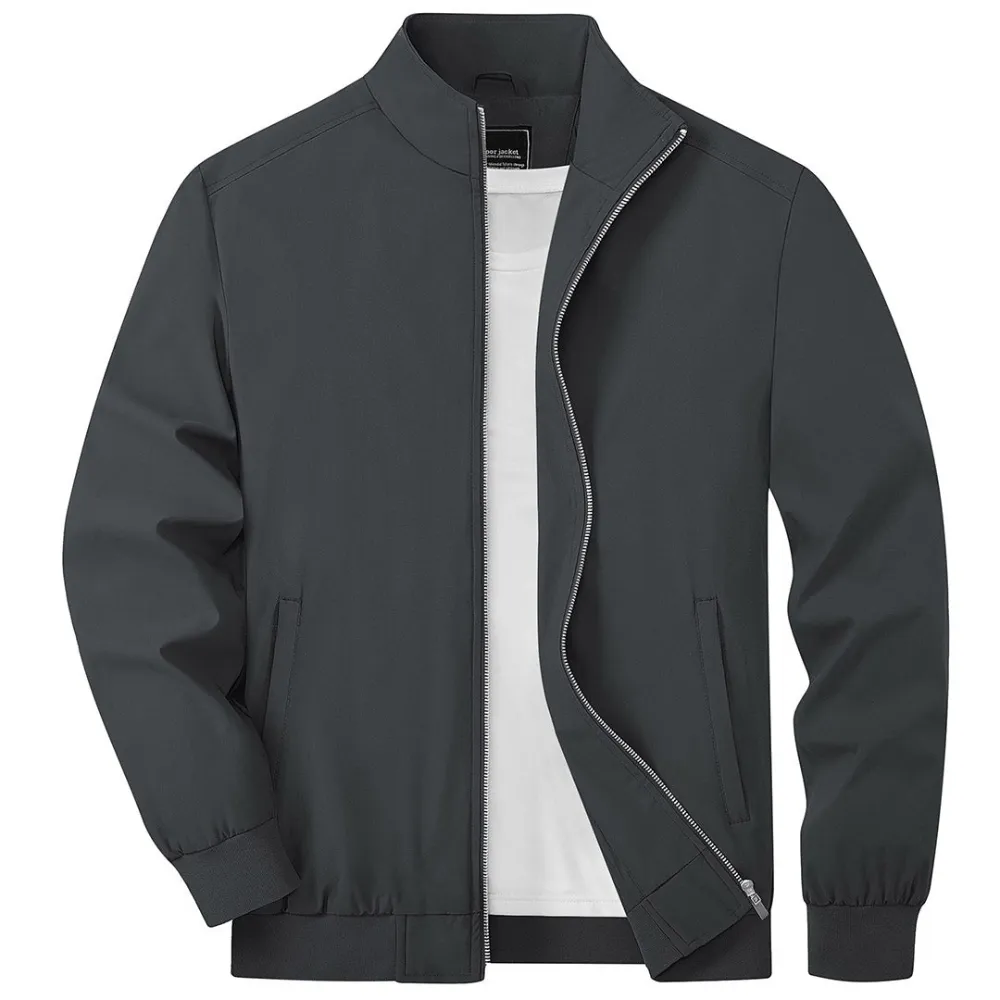 Men's bomber jacket lightweight outerwear - sleek zip-up casual attire