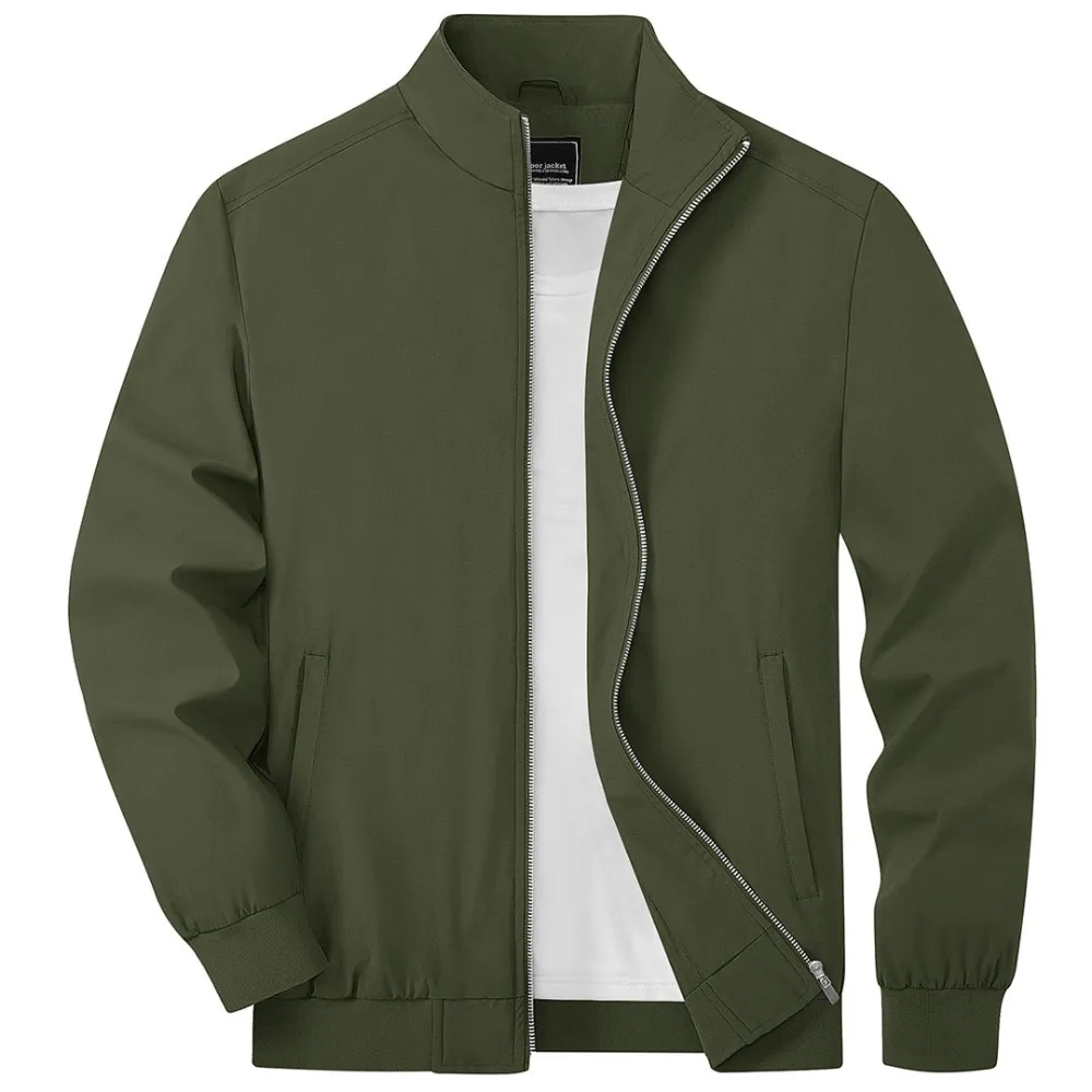 Men's bomber jacket lightweight outerwear - sleek zip-up casual attire