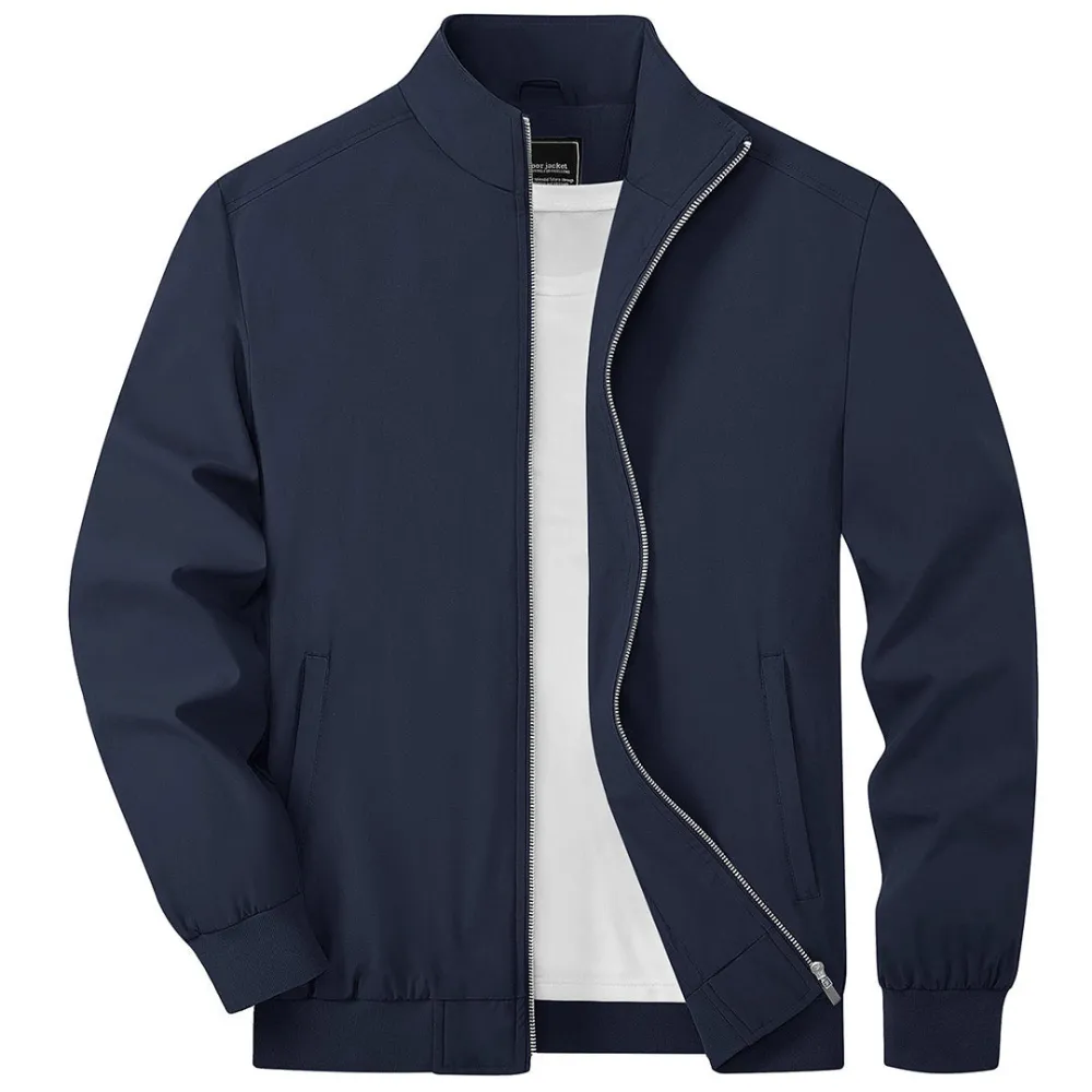 Men's bomber jacket lightweight outerwear - sleek zip-up casual attire