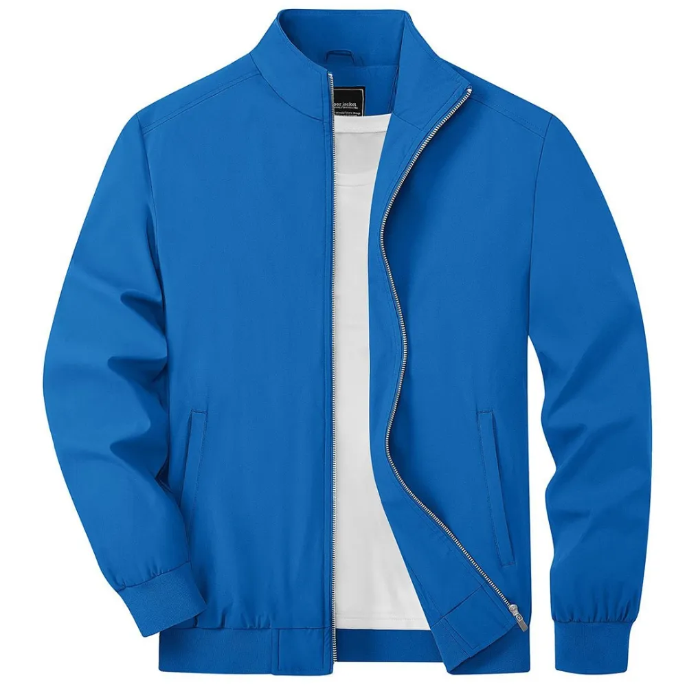 Men's bomber jacket lightweight outerwear - sleek zip-up casual attire