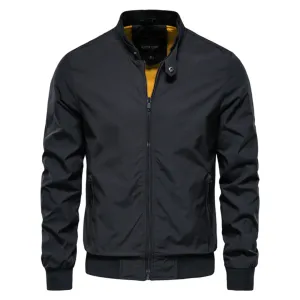 Men's sleek zip-up bomber jacket - versatile lightweight outerwear for all seasons
