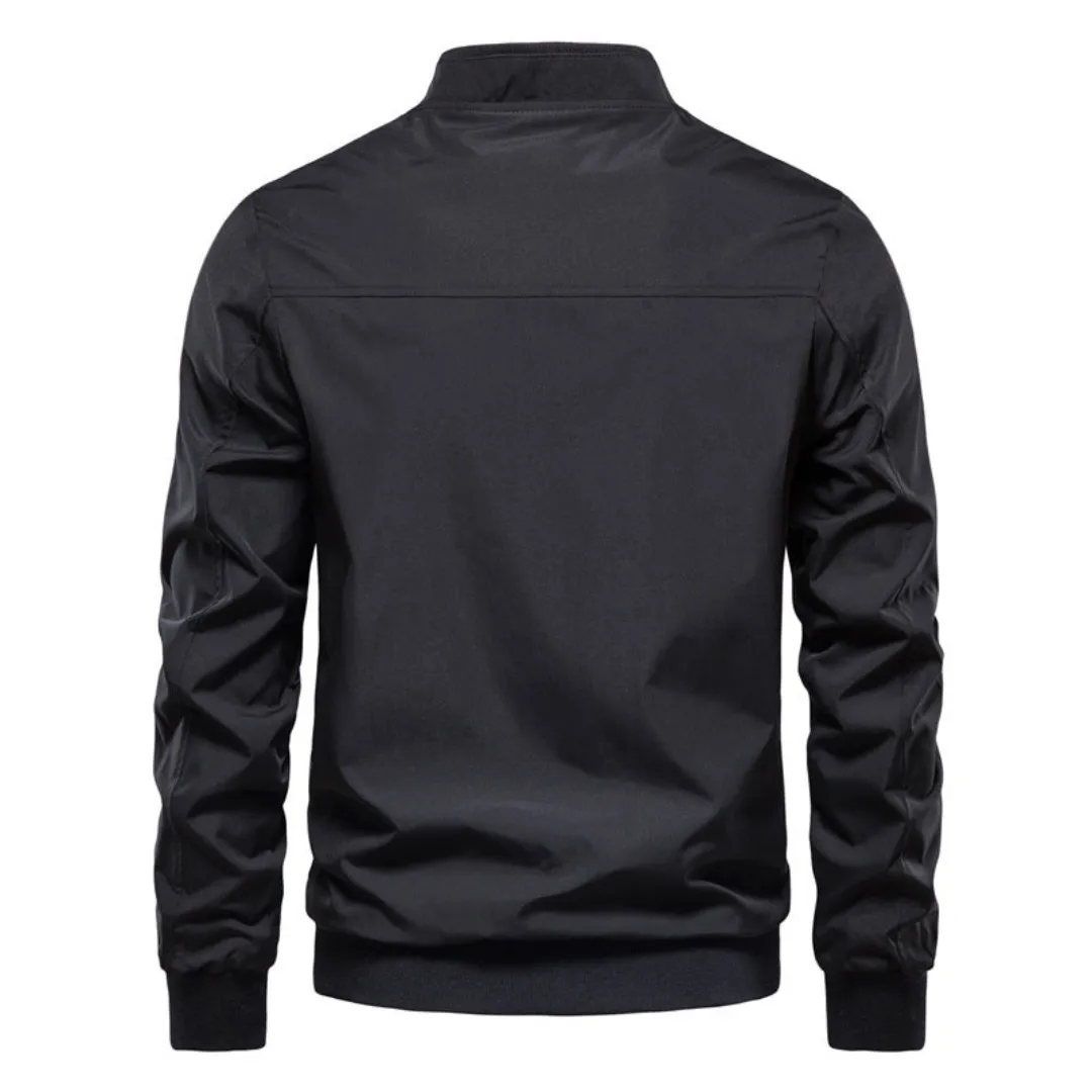 Men's sleek zip-up bomber jacket - versatile lightweight outerwear for all seasons