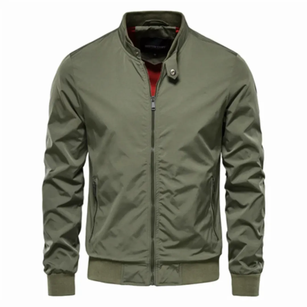 Men's sleek zip-up bomber jacket - versatile lightweight outerwear for all seasons