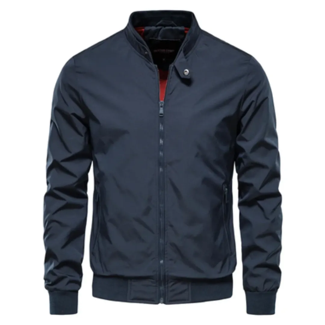 Men's sleek zip-up bomber jacket - versatile lightweight outerwear for all seasons