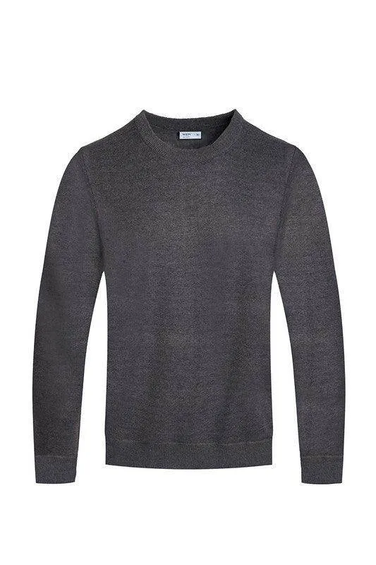 Mens Solid Color Round Neck Sweaters