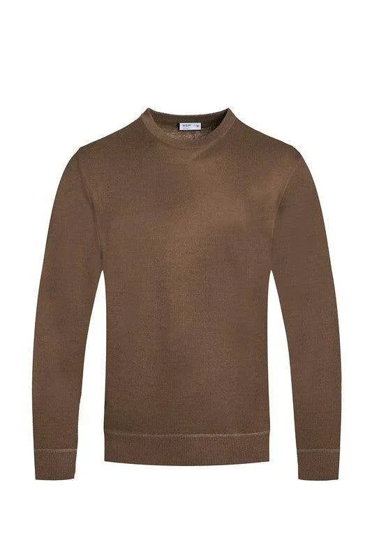Mens Solid Color Round Neck Sweaters