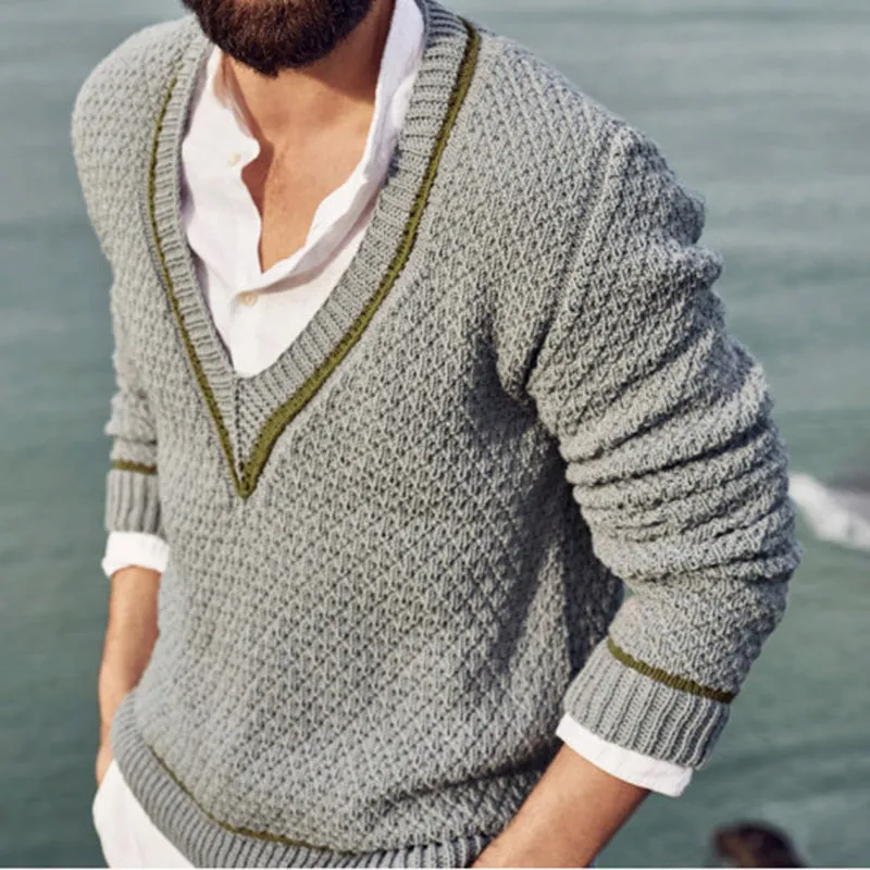 Men's V-neck Knitted Fashion Sweater