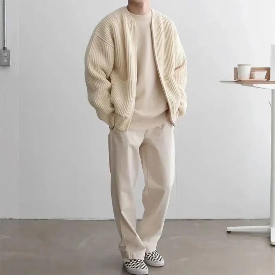 Men's Warm Zip Up Cardigan | Knitted