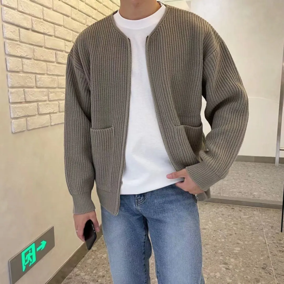 Men's Warm Zip Up Cardigan | Knitted