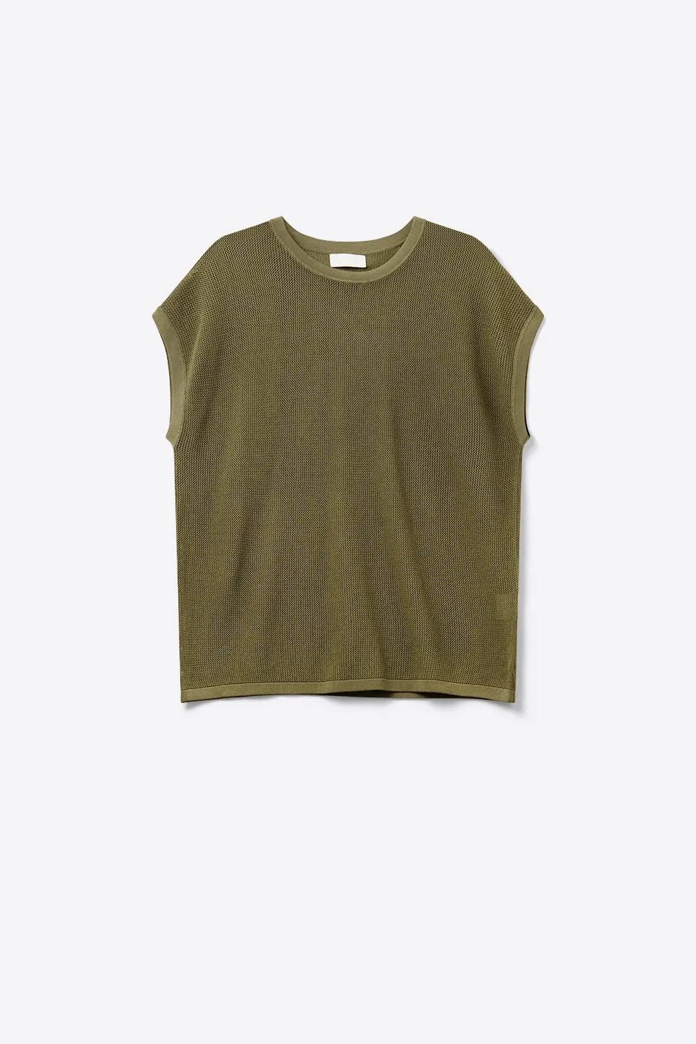 Mesh knit sweater in khaki color