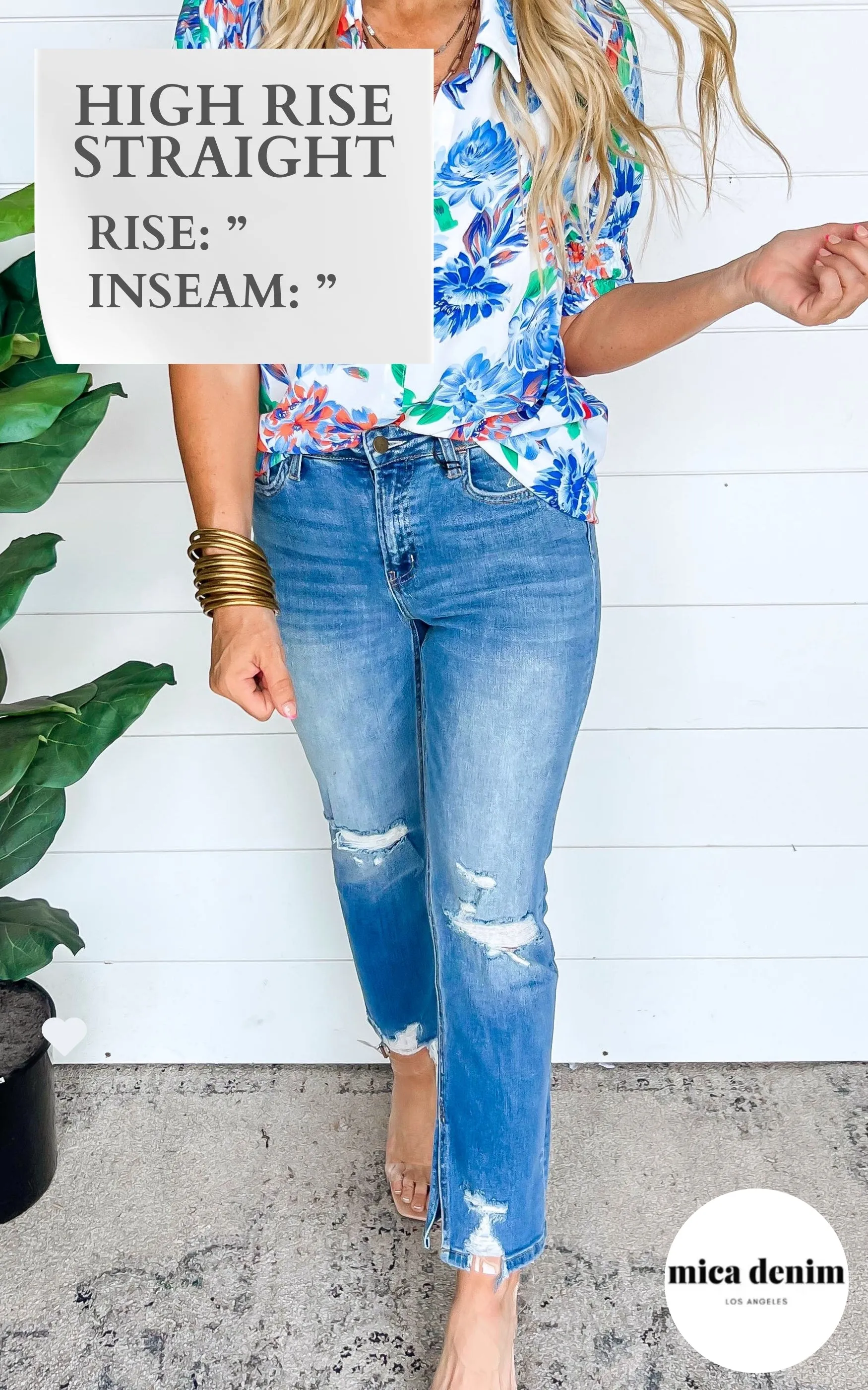 MICA | The Regina High Rise Ankle Straight w/ Side Slit Denim Jeans**