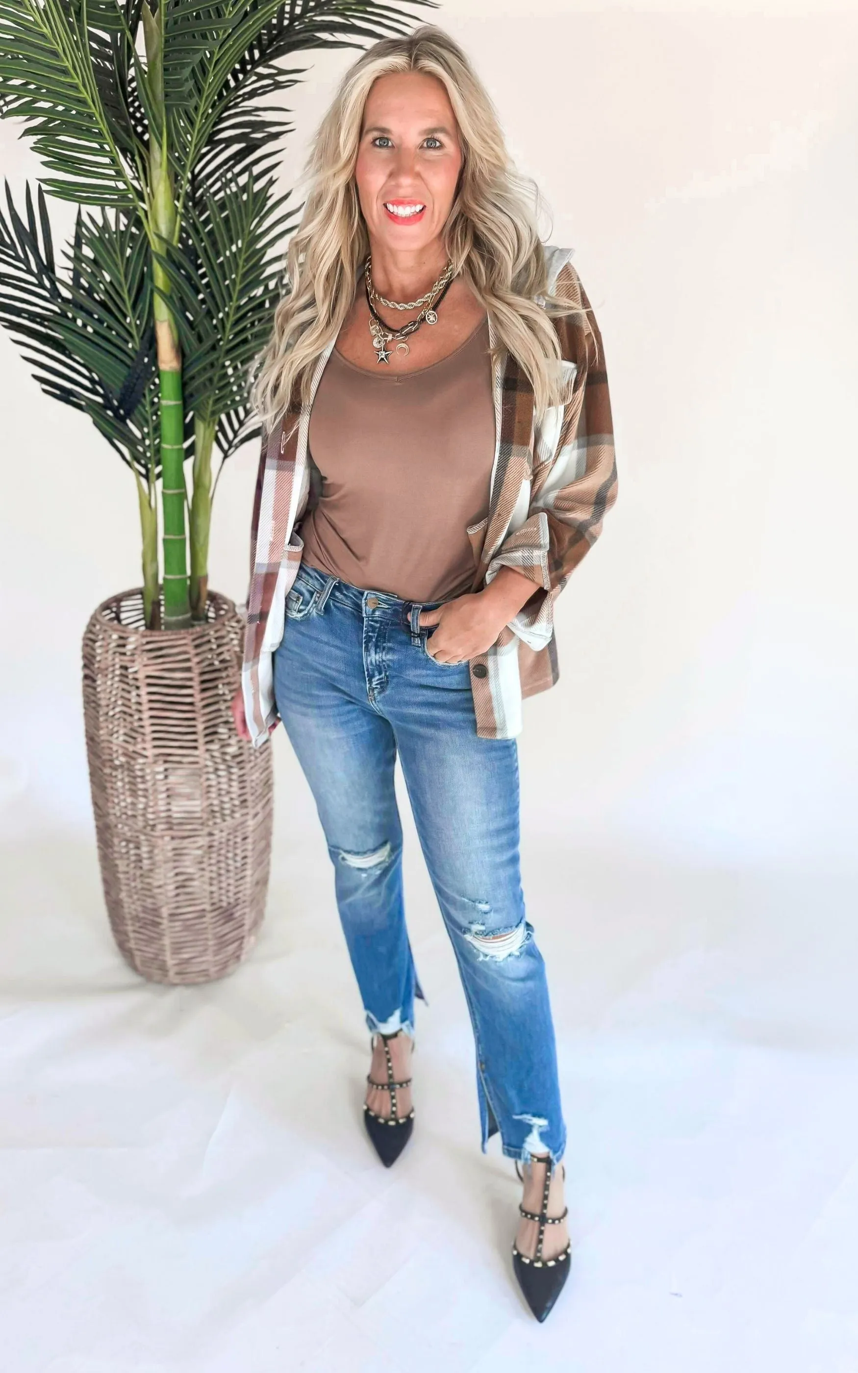 MICA | The Regina High Rise Ankle Straight w/ Side Slit Denim Jeans**