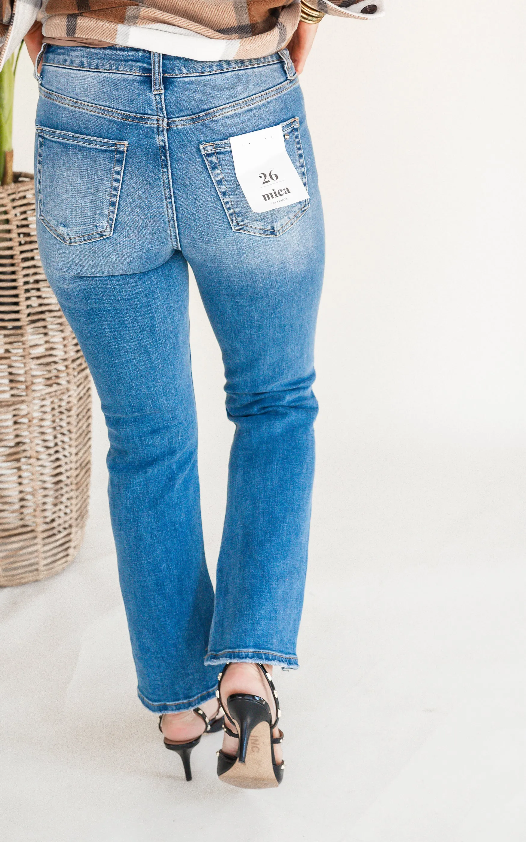MICA | The Regina High Rise Ankle Straight w/ Side Slit Denim Jeans**
