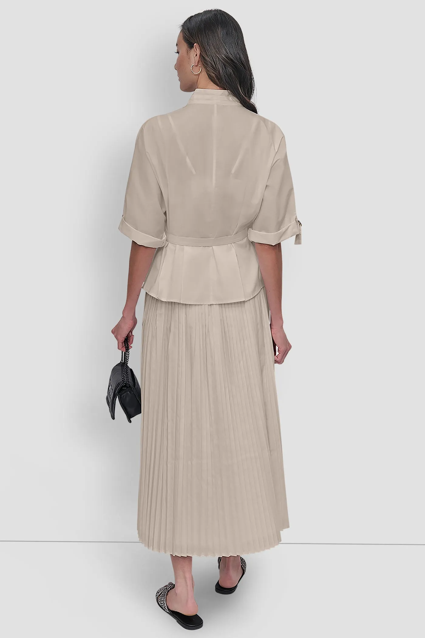 MIDI PLEATED SKIRT W LOGO
