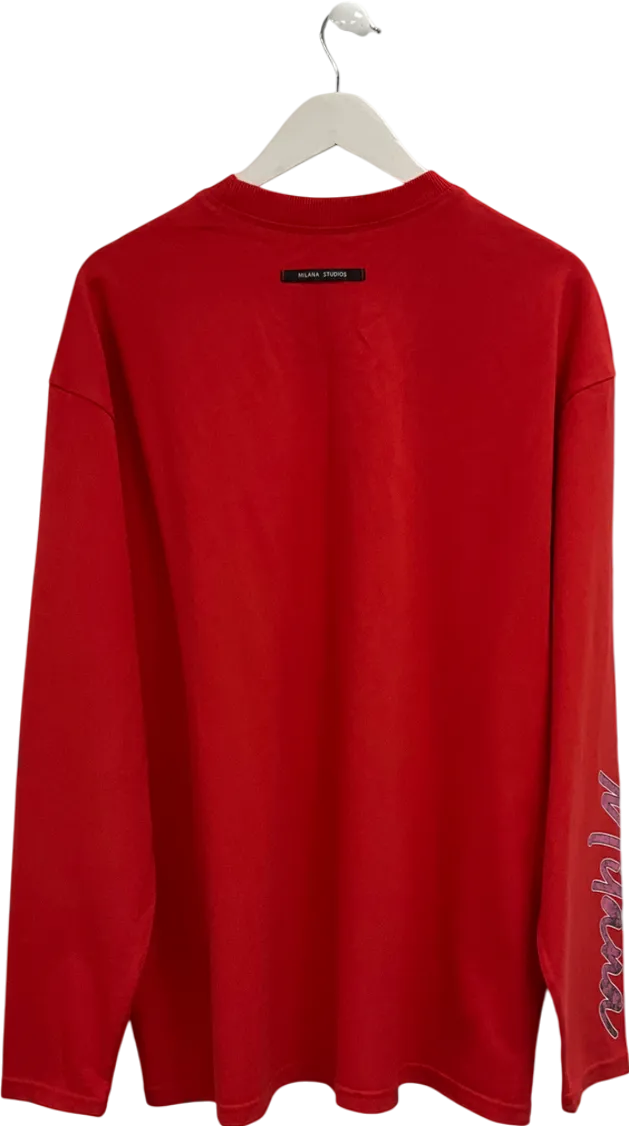 milana Red Logo Printed Crew Neck Sweater UK L