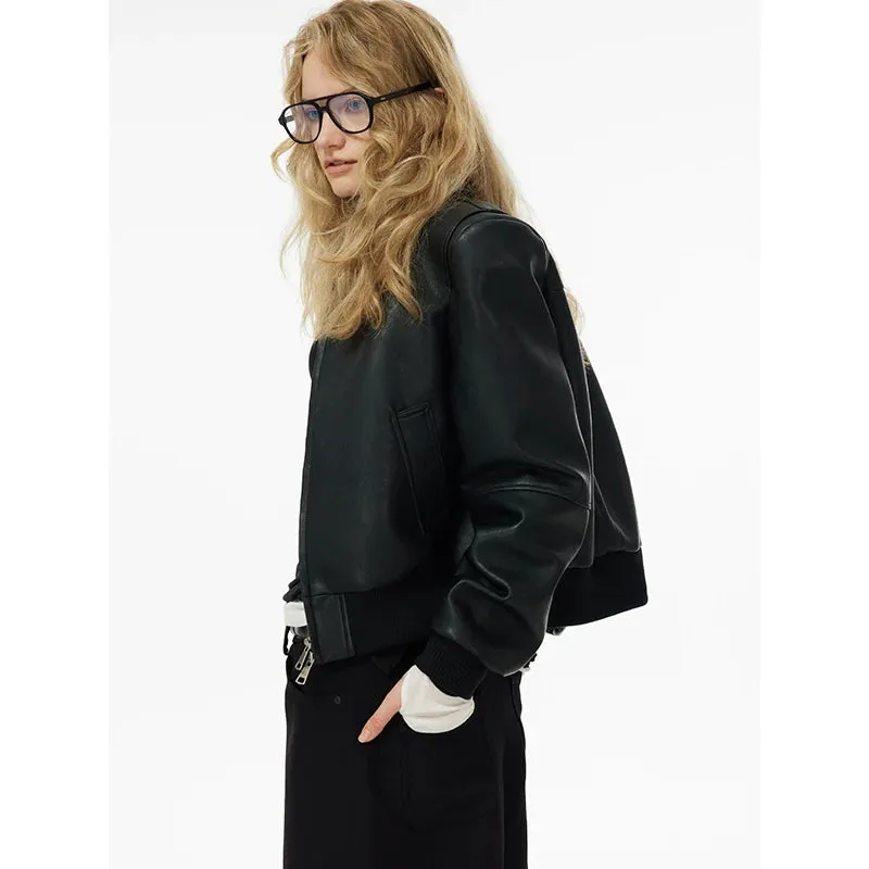 Minimalist Black Faux Leather Jacket