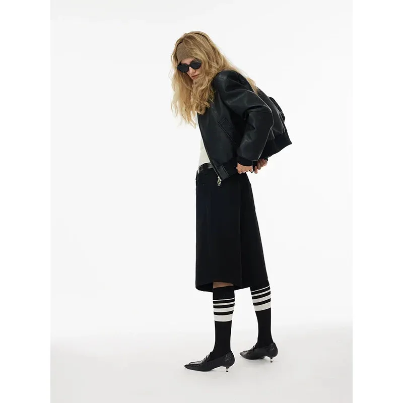 Minimalist Black Faux Leather Jacket