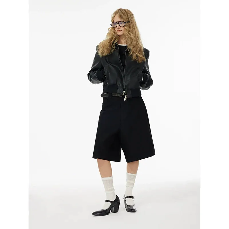 Minimalist Black Faux Leather Jacket