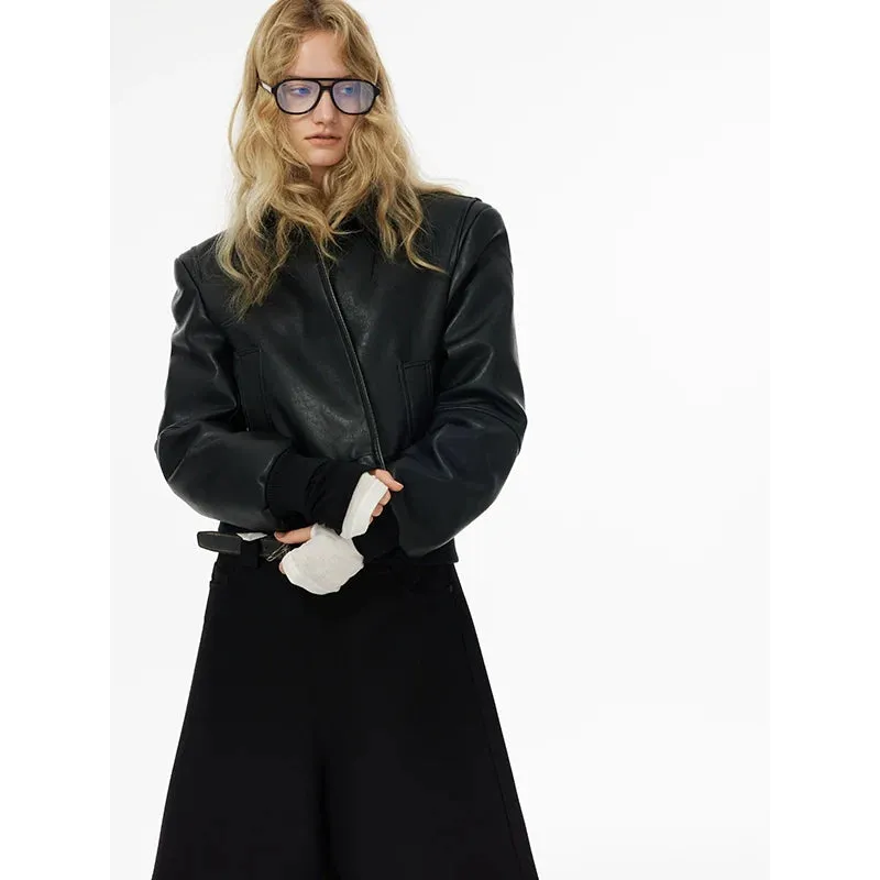 Minimalist Black Faux Leather Jacket