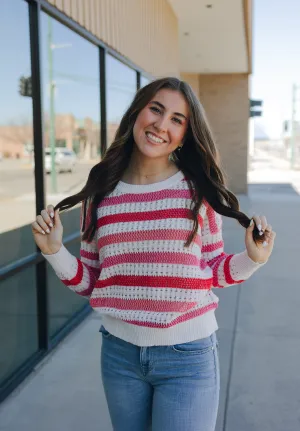 Molly Bracken Coral Striped Sweater