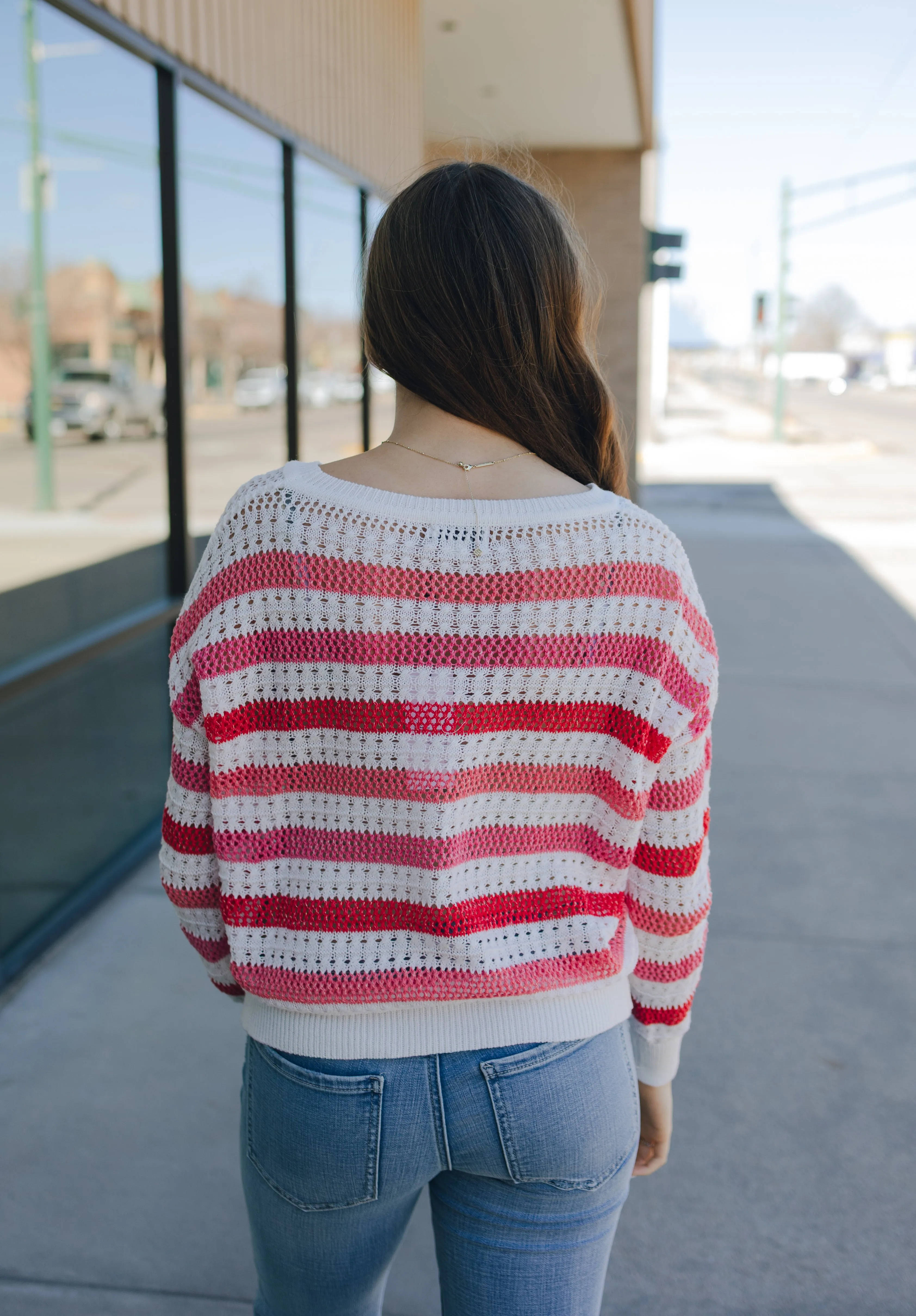 Molly Bracken Coral Striped Sweater