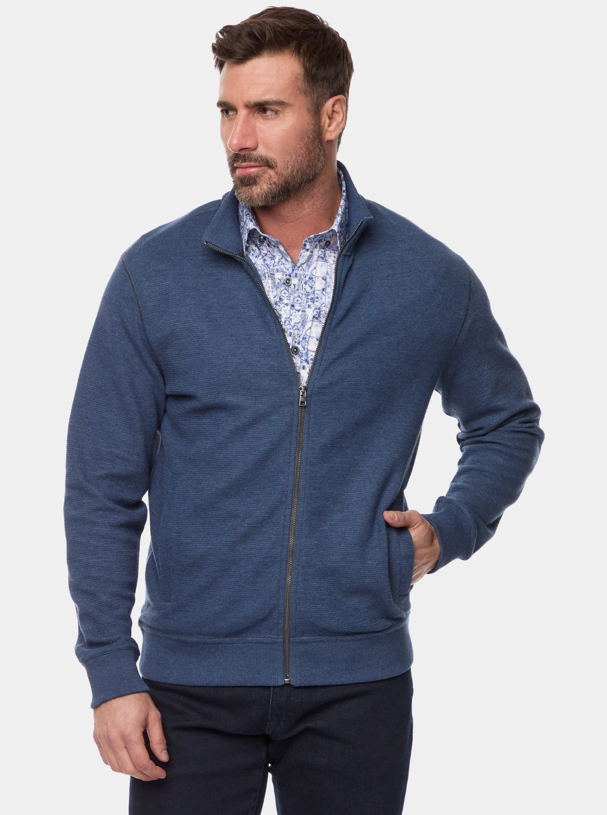 MOSER FULL ZIP KNIT SHIRT