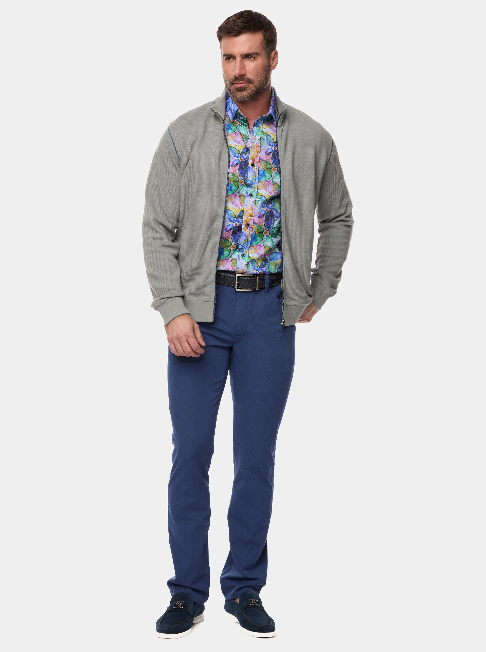 MOSER FULL ZIP KNIT SHIRT